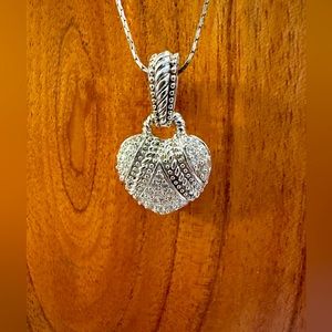 Dazzling Silver Heart Pendant Necklace